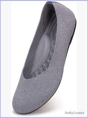 Wide Width Ballet Flats with Arch Support, Knit Fabric, Round Toe